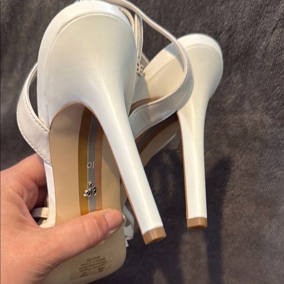 Sam Edelman White Strappy Heels with Ankle Buckle - Picture 6 of 7